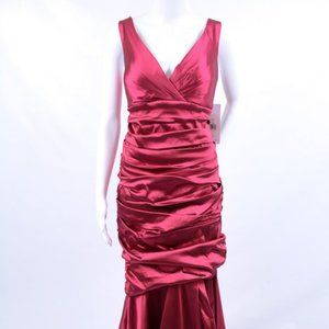 Theia Magenta Pink Ruched Taffeta Sleeveless Dress